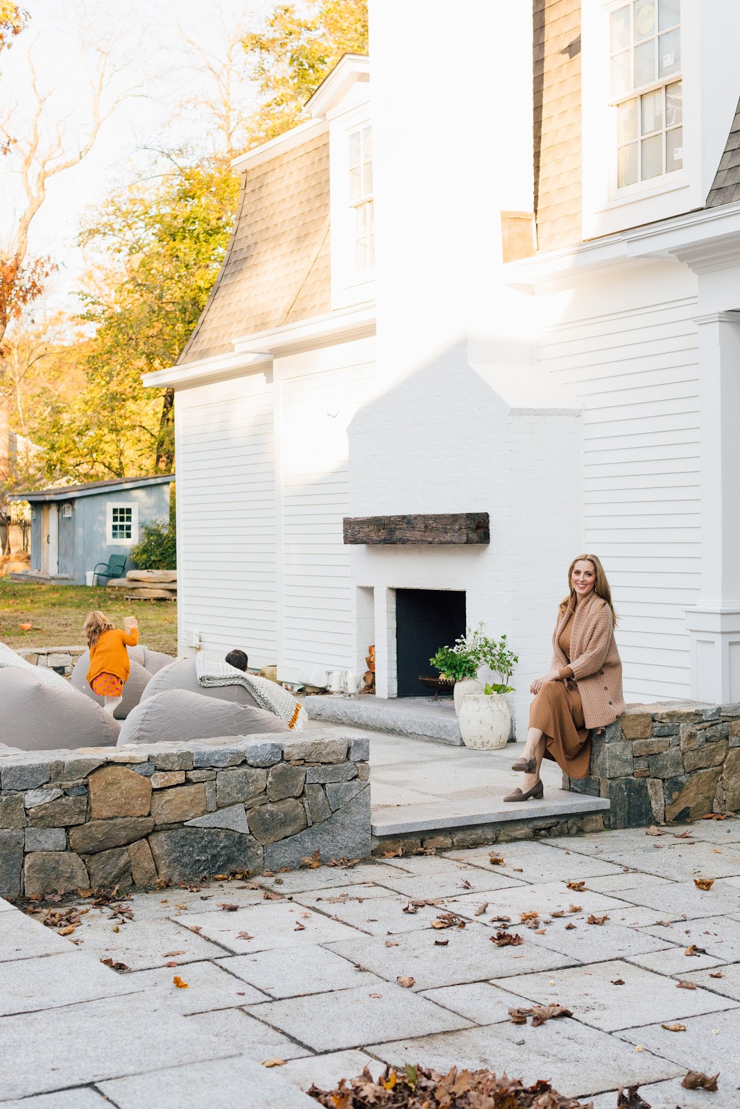 Eva Amurri Historic Connecticut Home Renovation Outdoor Fireplace