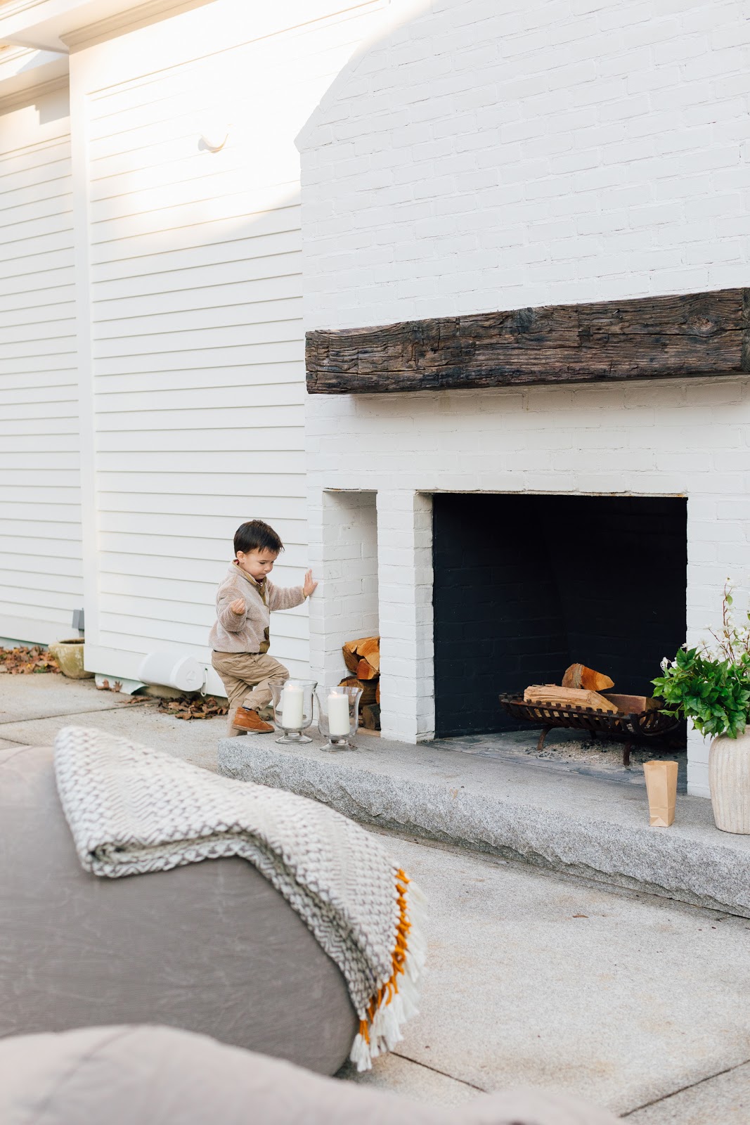 Eva Amurri Historic Connecticut Home Renovation Outdoor Fireplace