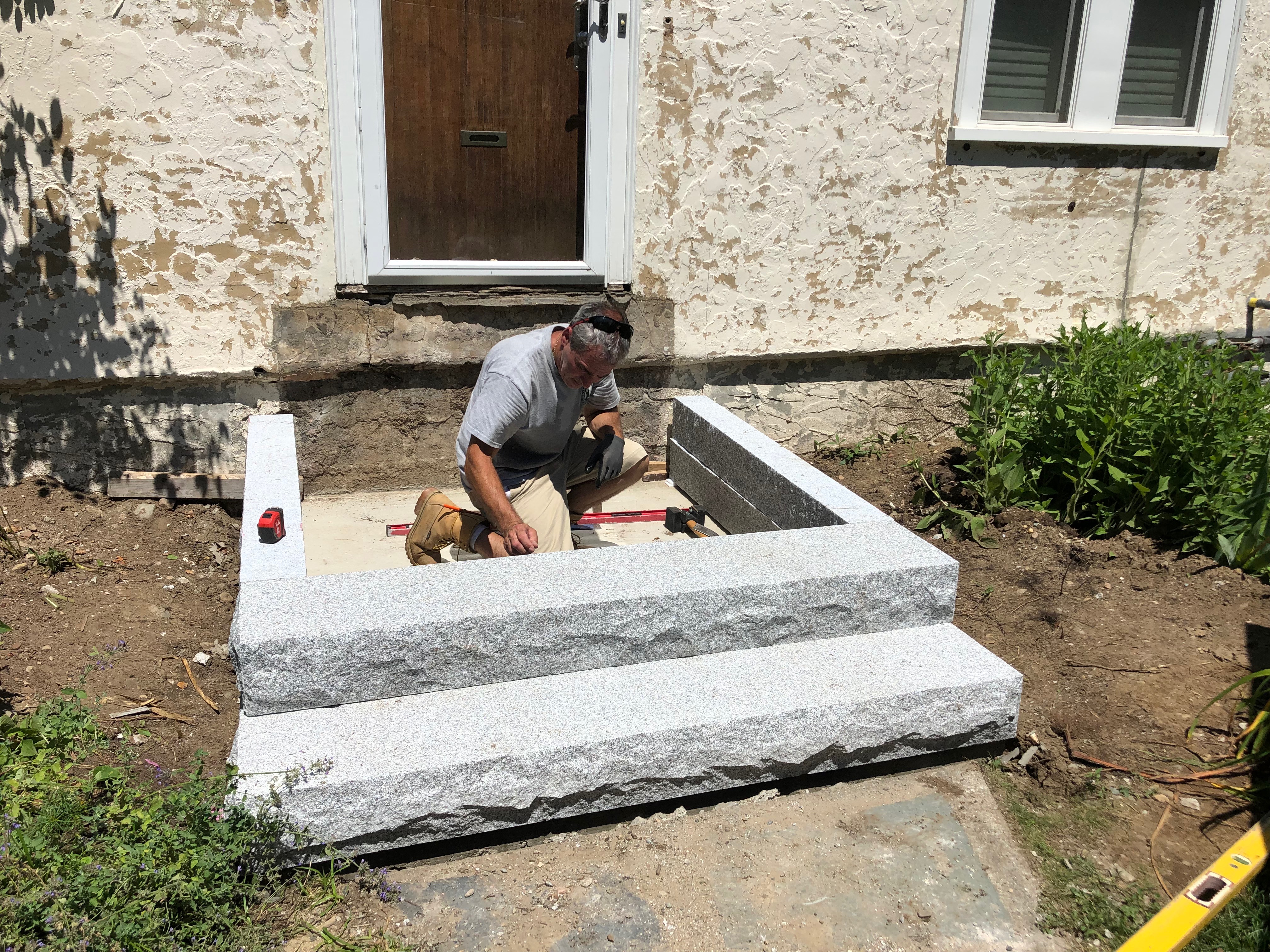 Installation of granite steps
