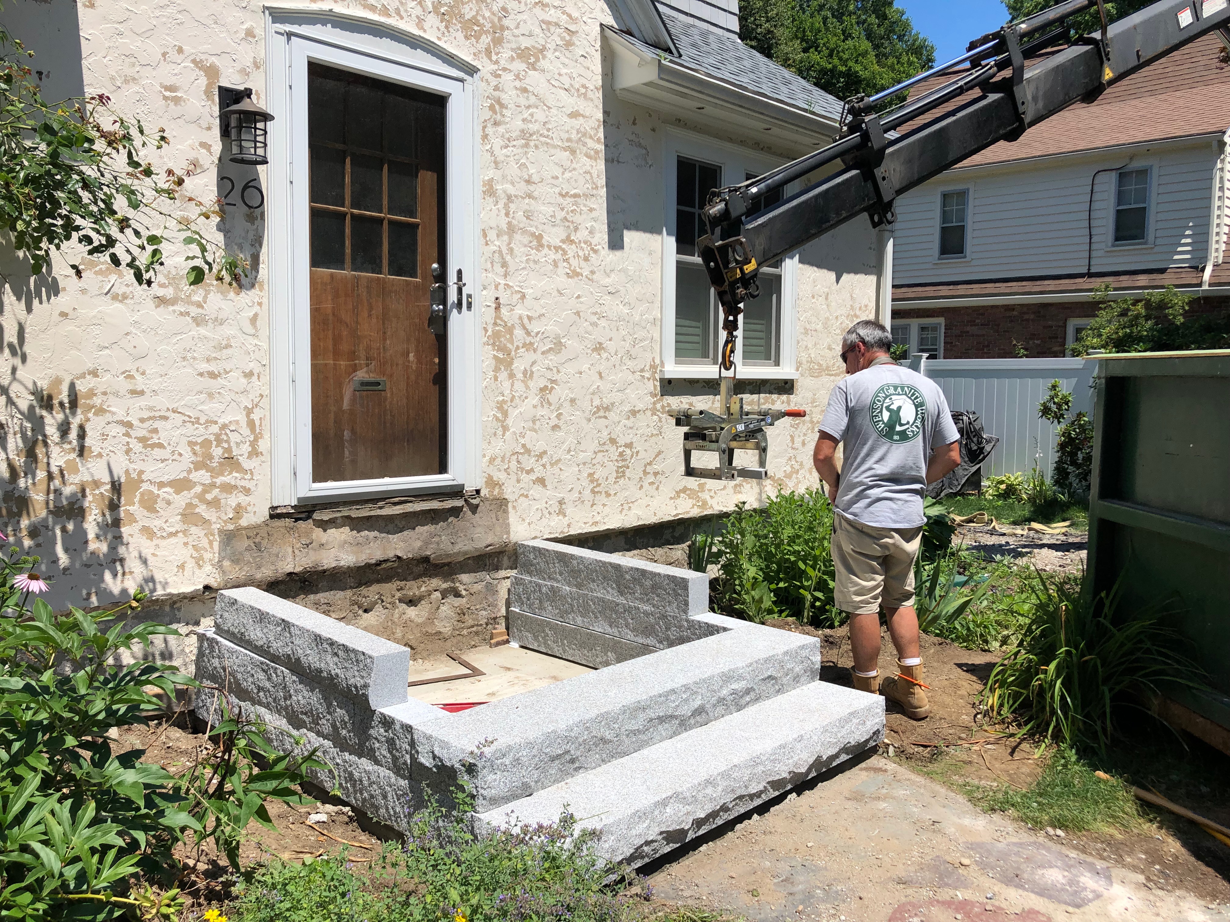 Installation of granite steps