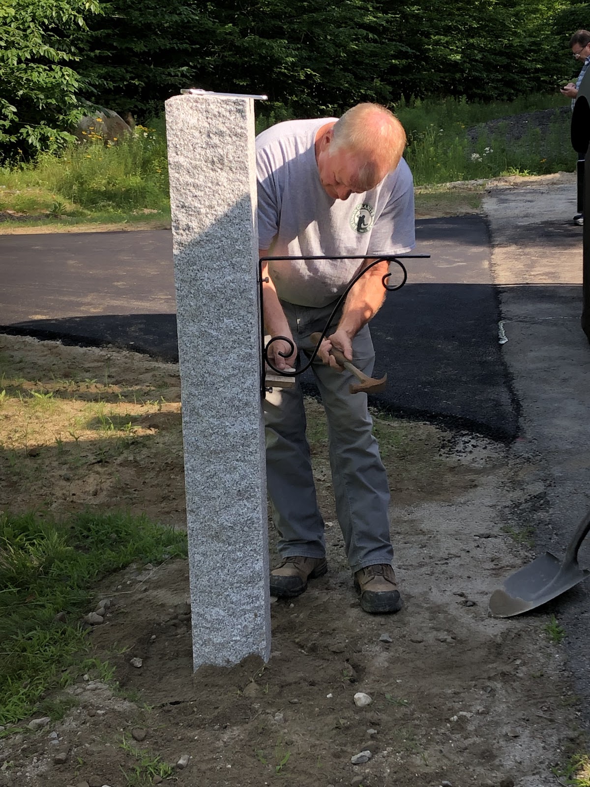 Installation of granite mailbox post