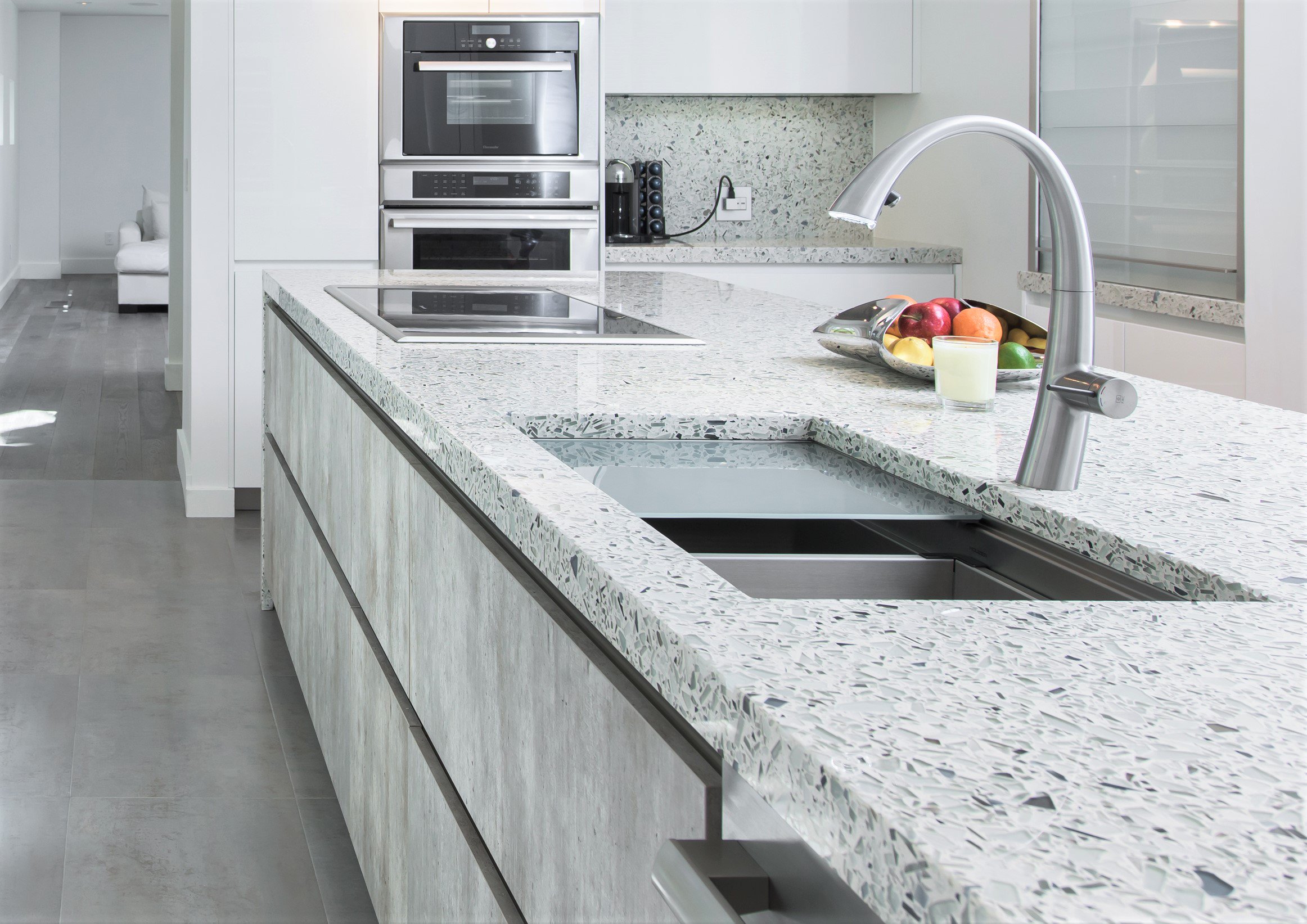 sparkling white quartz countertops