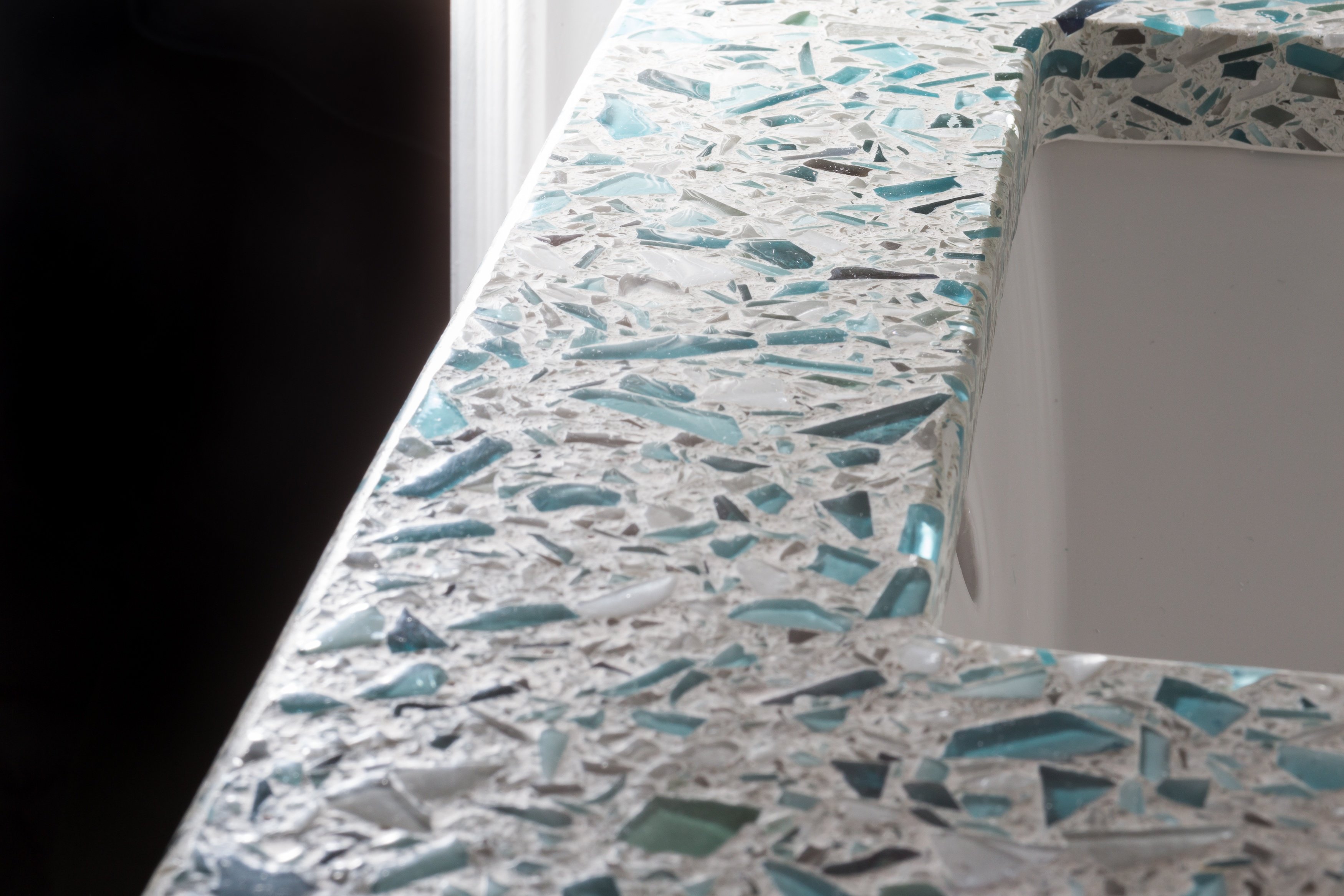 Introducing Sea Pearl The Crushed Glass Countertop With The Feel