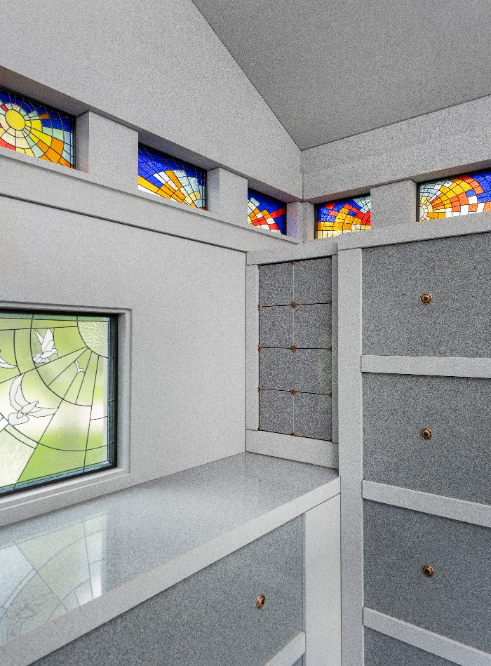 Blue Gray_Chambers Mausoleum_Interior_Stained Glass WIndows_Megan Booth-1
