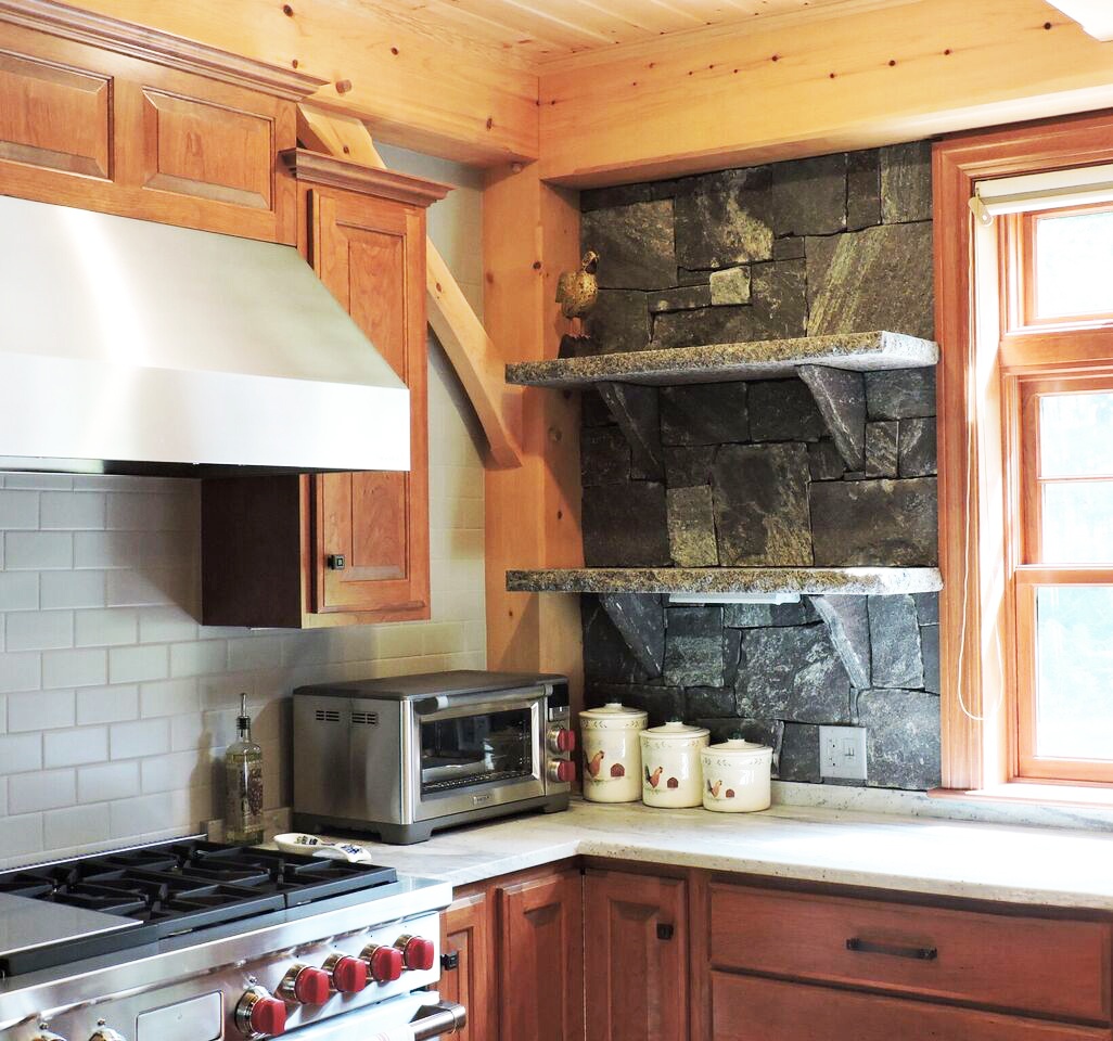 Granite open shelving kitchen 